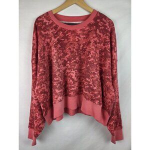 Under Armour Sweatshirt Womens Size XL Pink Cropped Oversized Fleece Long Sleeve